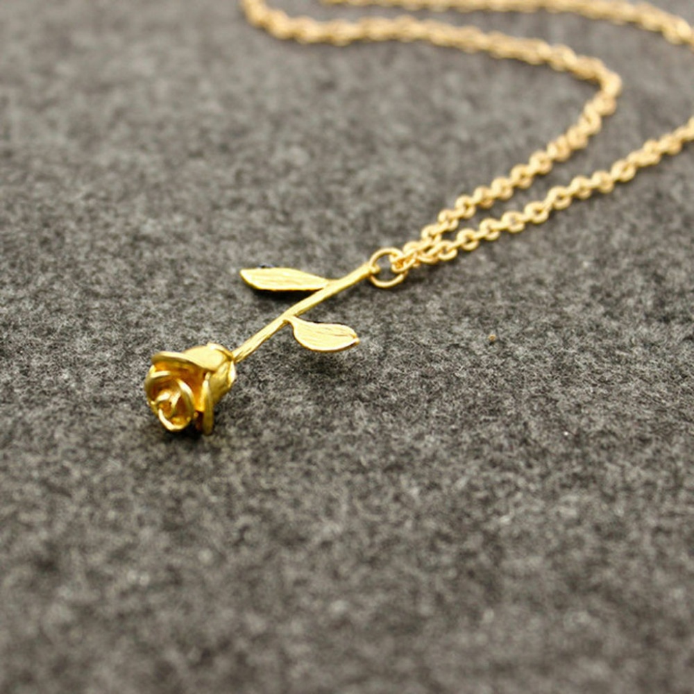 Rose Gold Silver Flower Pendant Necklace - Picture 6 of 8